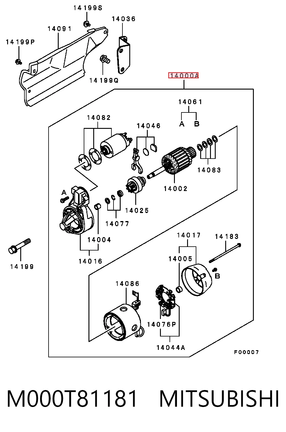 M000T81181 Mitsubishi Motor de arranco