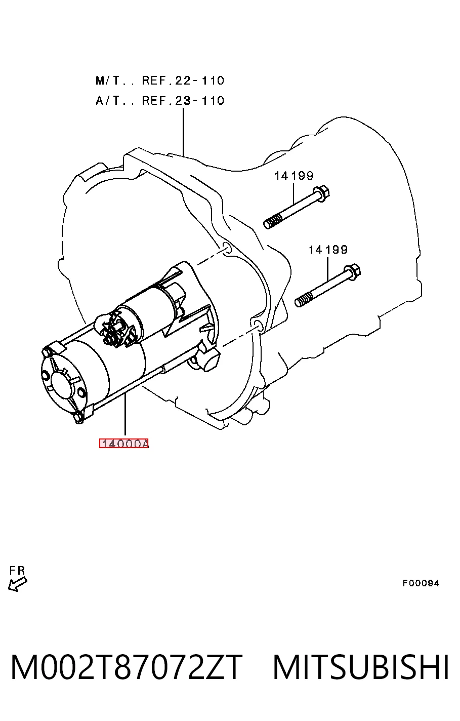 M002T87072ZT Mitsubishi Motor de arranco