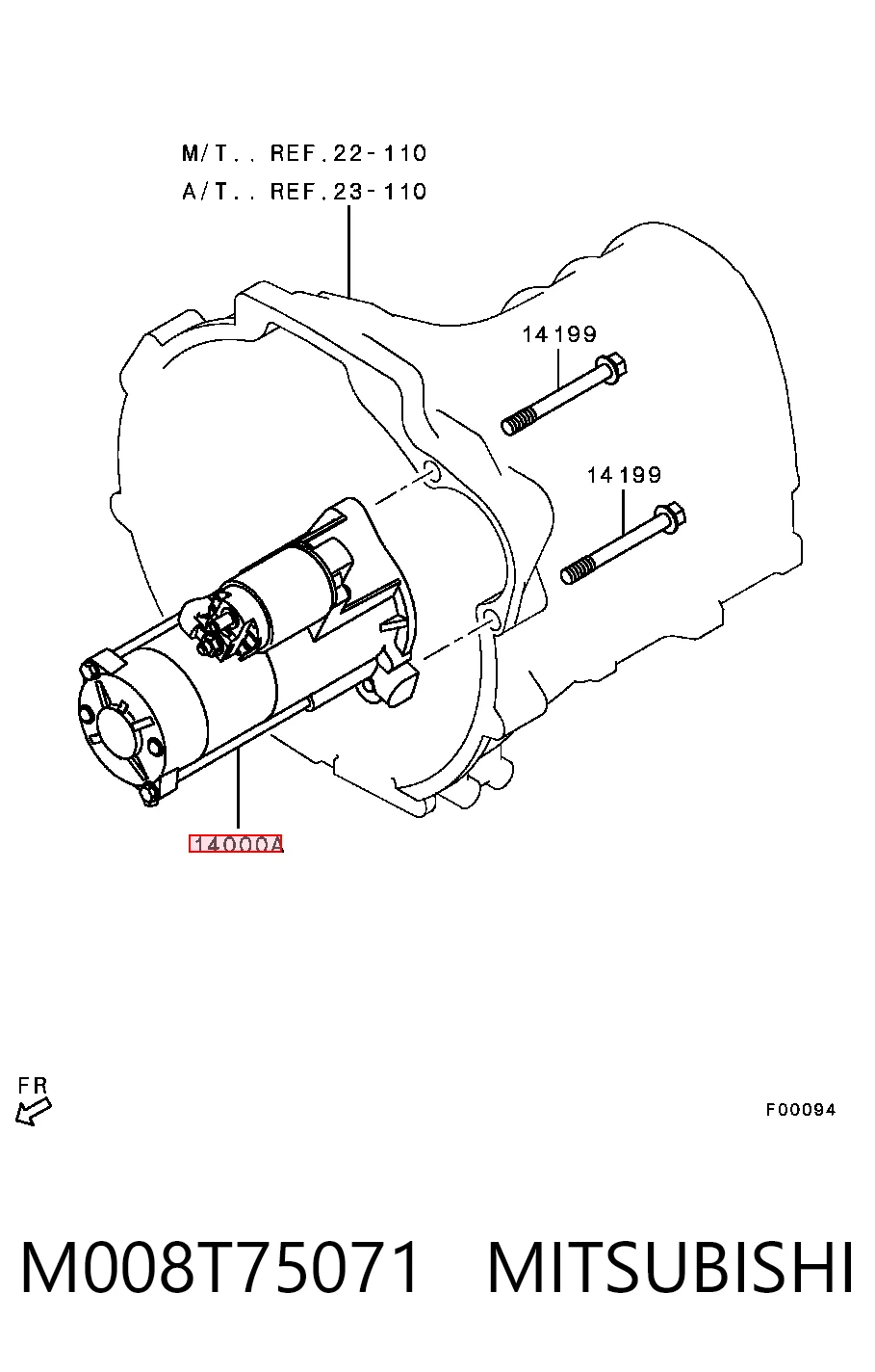 M008T75071 Mitsubishi Motor de arranco