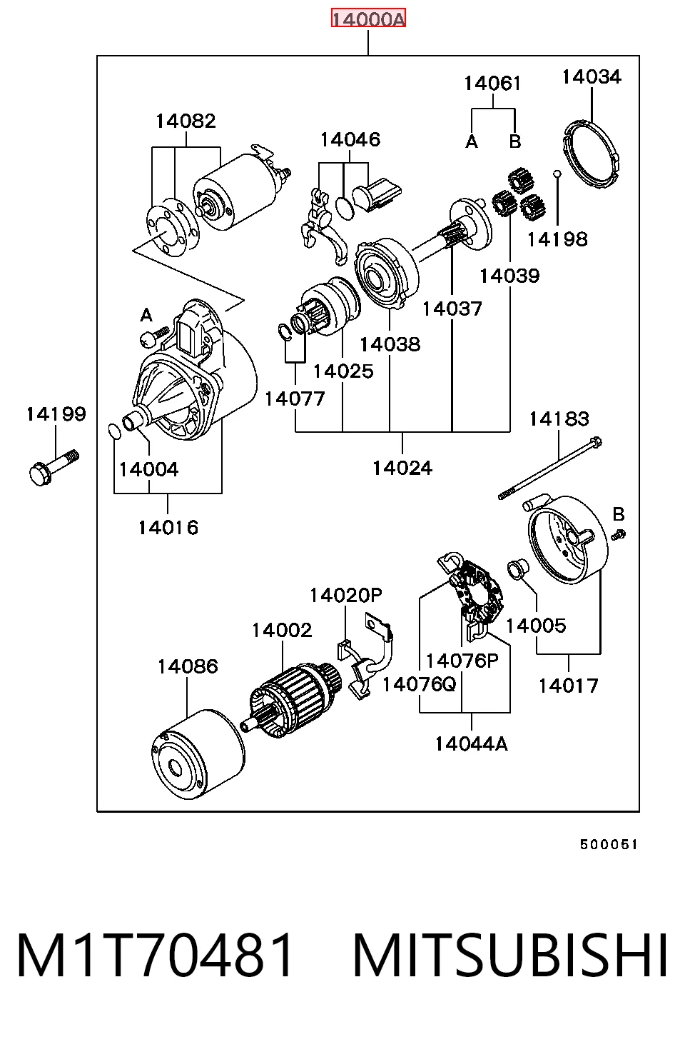 M1T70481 Mitsubishi Motor de arranco