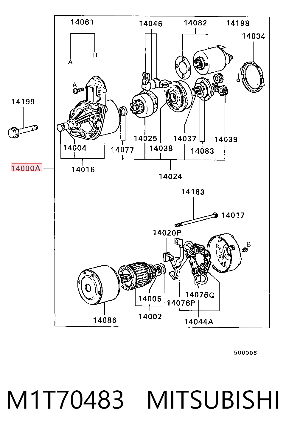 M1T70483 Mitsubishi Motor de arranco