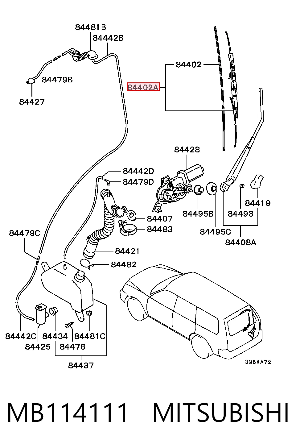 Limpa-pára-brisas de vidro traseiro para Audi 80 B4 8C2