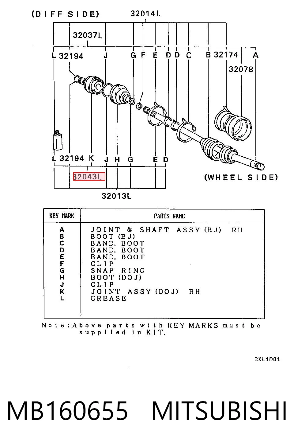 Junta homocinética interna dianteira esquerda Hyundai/Kia MB526146 preço, a partir de 41,73 USD