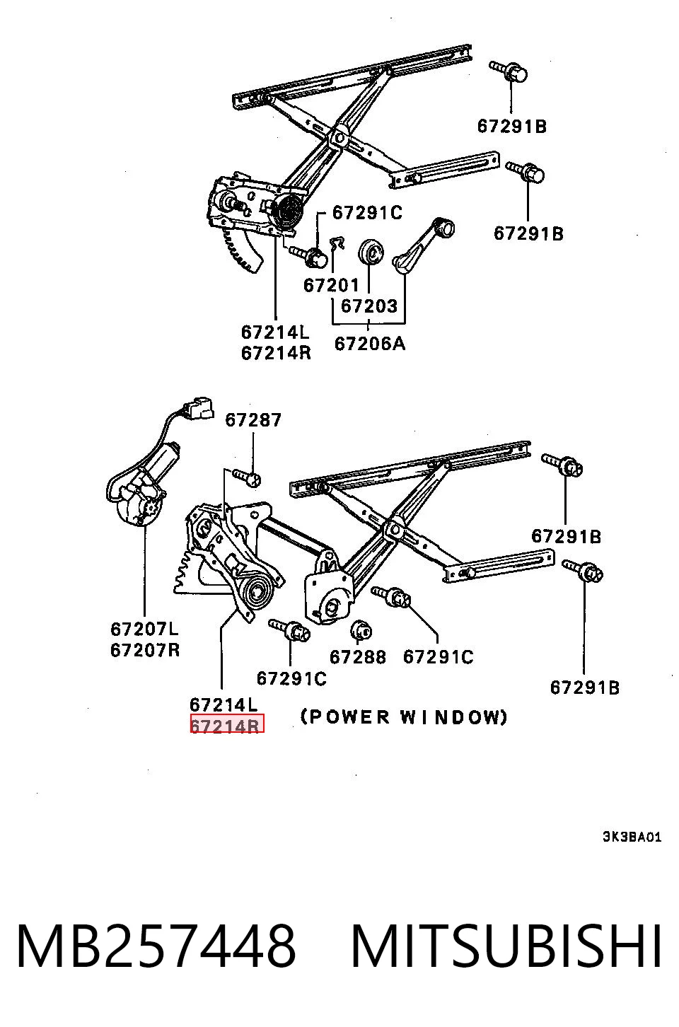 Mecanismo de acionamento de vidro da porta dianteira direita Mitsubishi Pajero I L04G, L14G