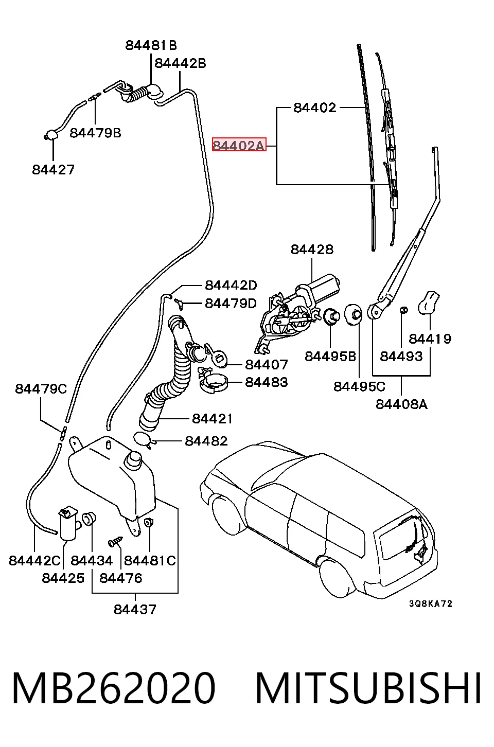 Limpa-pára-brisas de vidro traseiro para Audi 80 B4 8C2