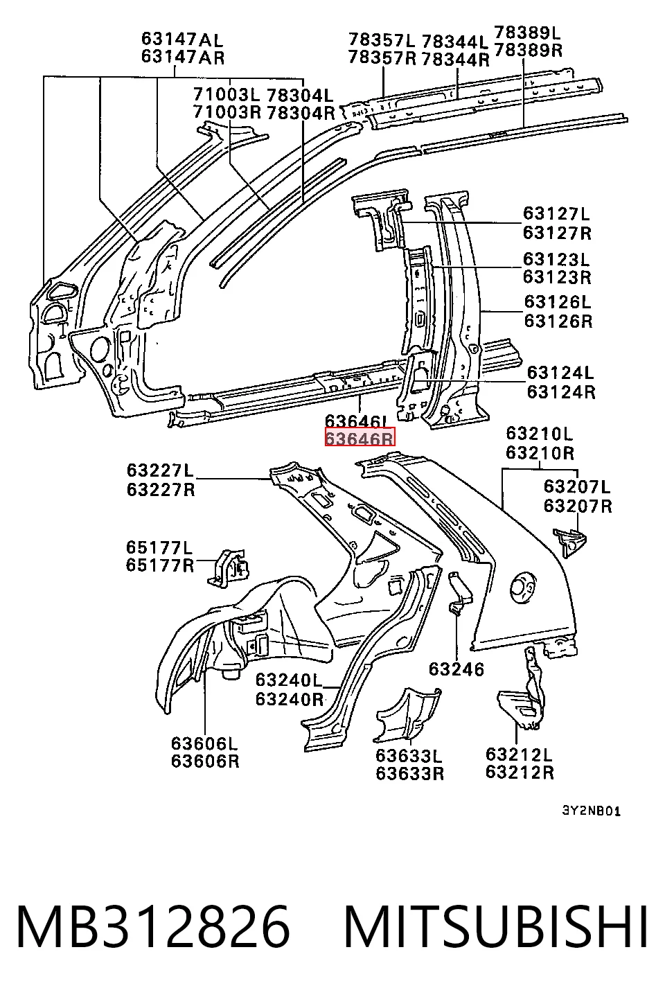 Acesso externo direito para Mitsubishi Colt C1A