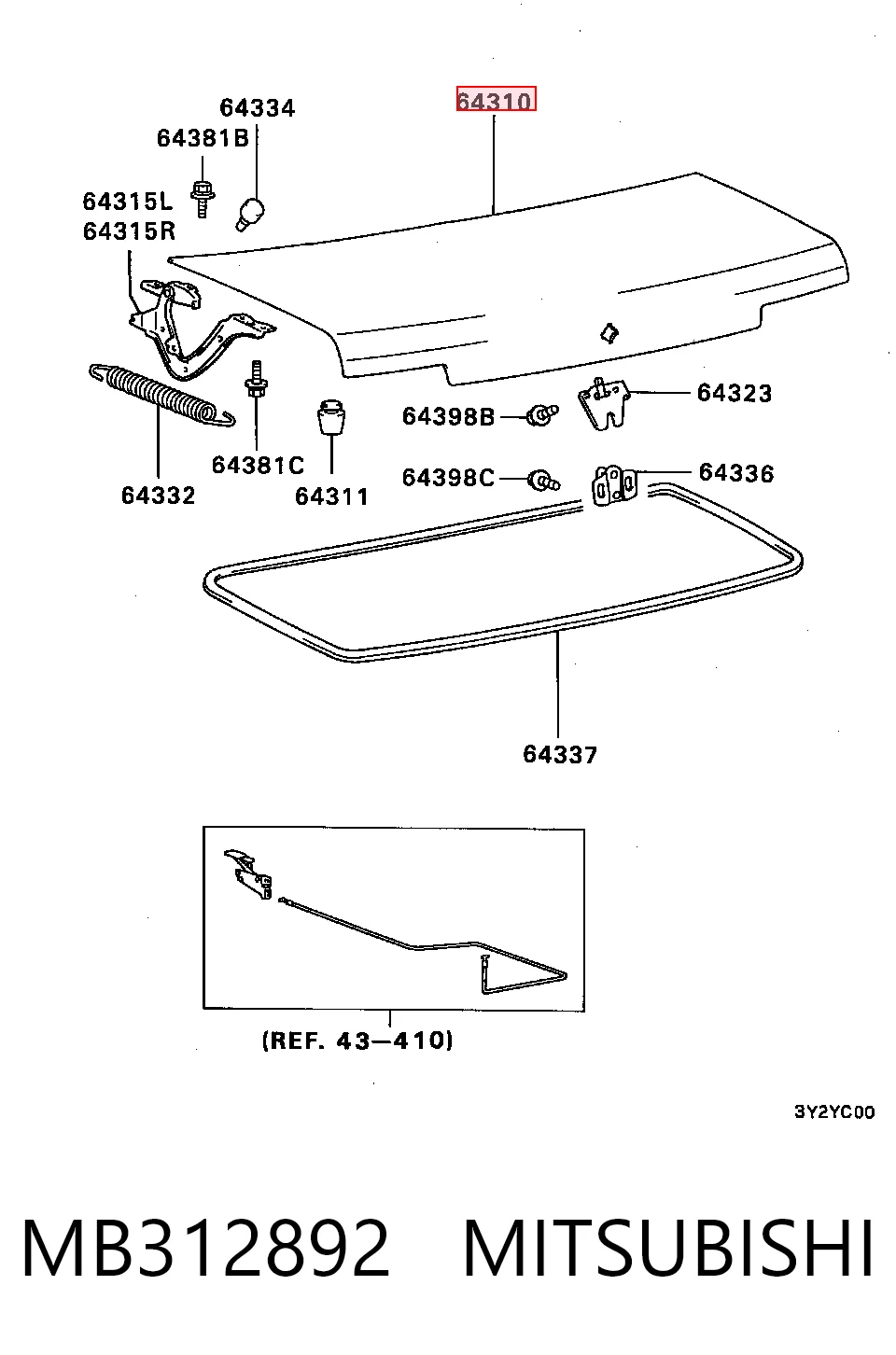 Tampa de porta-malas para Mitsubishi Lancer C1A,C6A