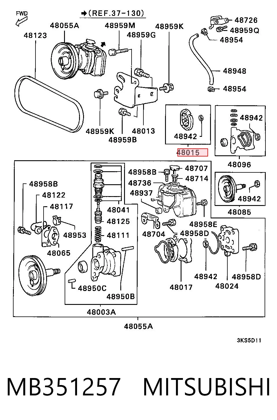 MB351257 Mitsubishi Bomba da Direção hidrâulica assistida