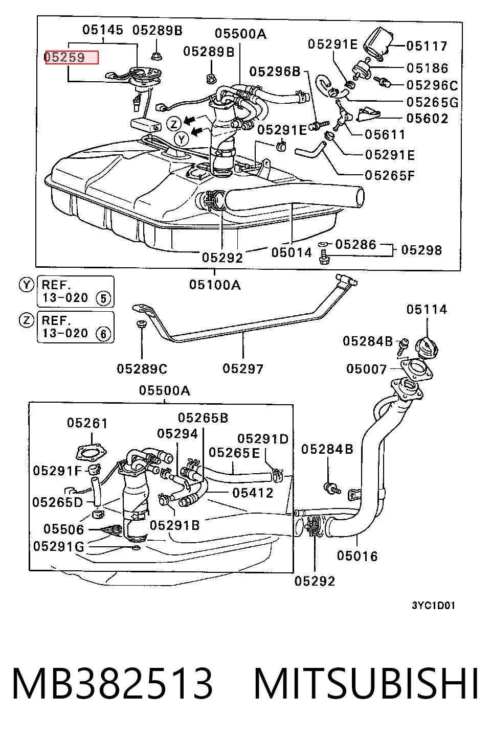 MB382513 Mitsubishi Vedante de sensor do nível de combustível/da bomba de combustível (tanque de combustível)
