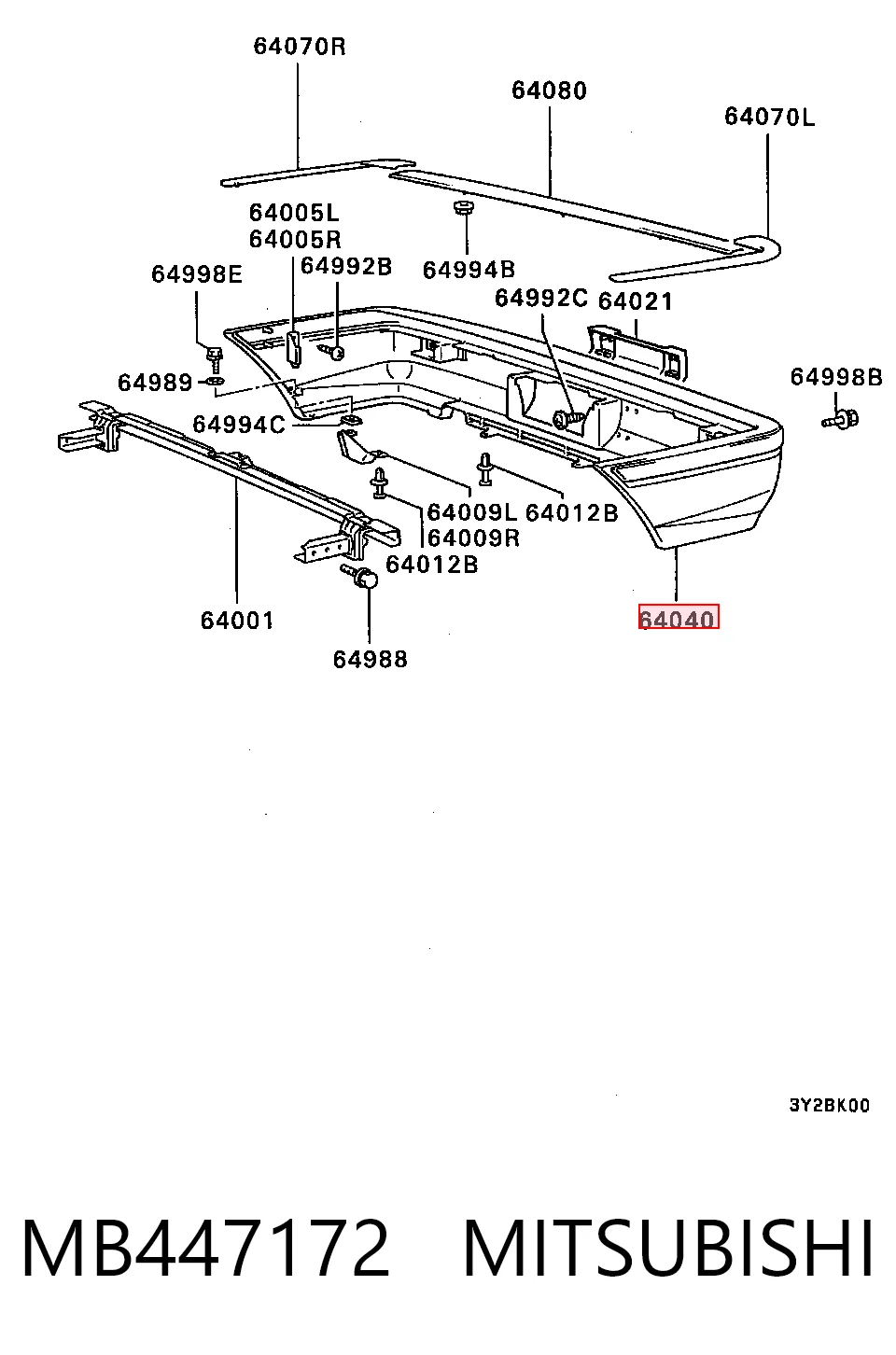Pára-choque traseiro para Mitsubishi Lancer C1A,C6A