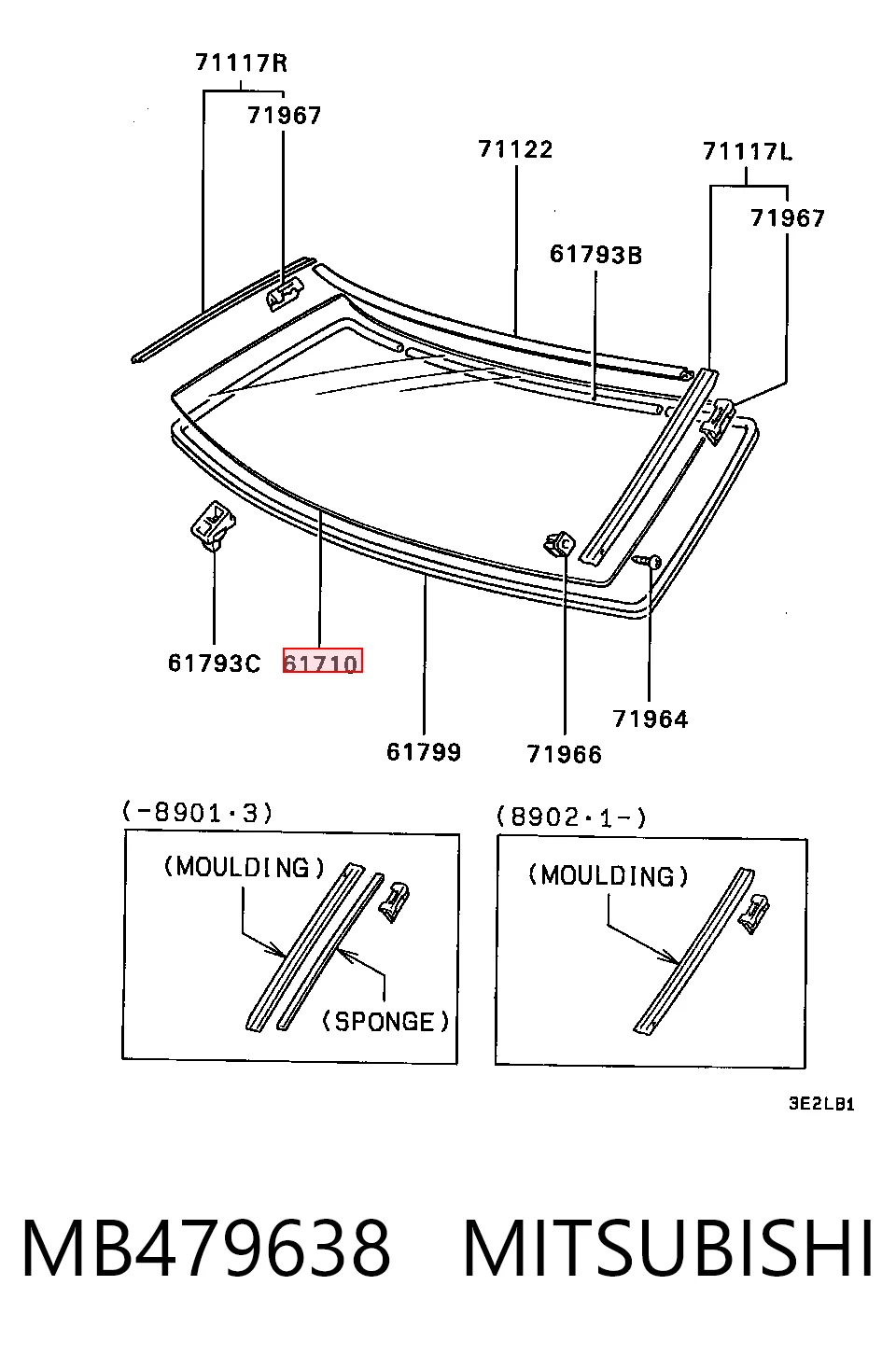 Pára-brisas para Mitsubishi Lancer IV C6A, C7A