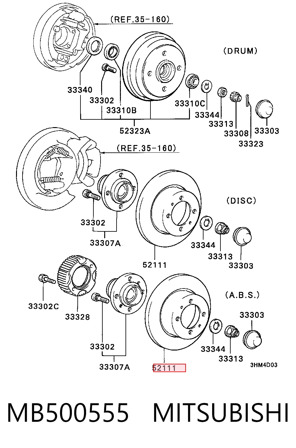 Disco do freio traseiro para Mitsubishi Galant E3A