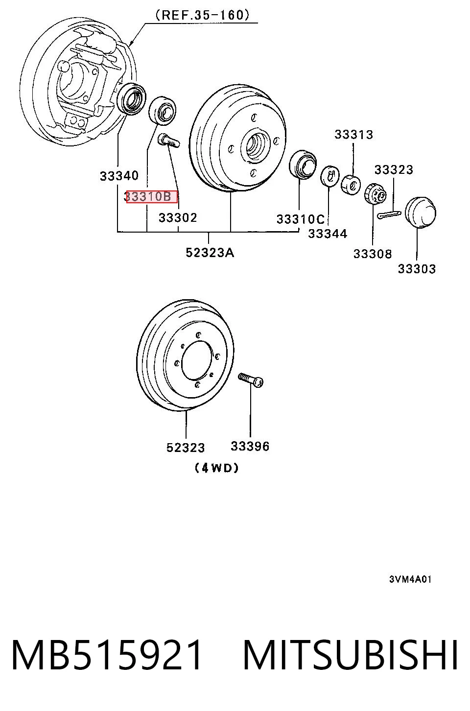 Rolamento interno de cubo traseiro para Mitsubishi Lancer III C1V, C3V