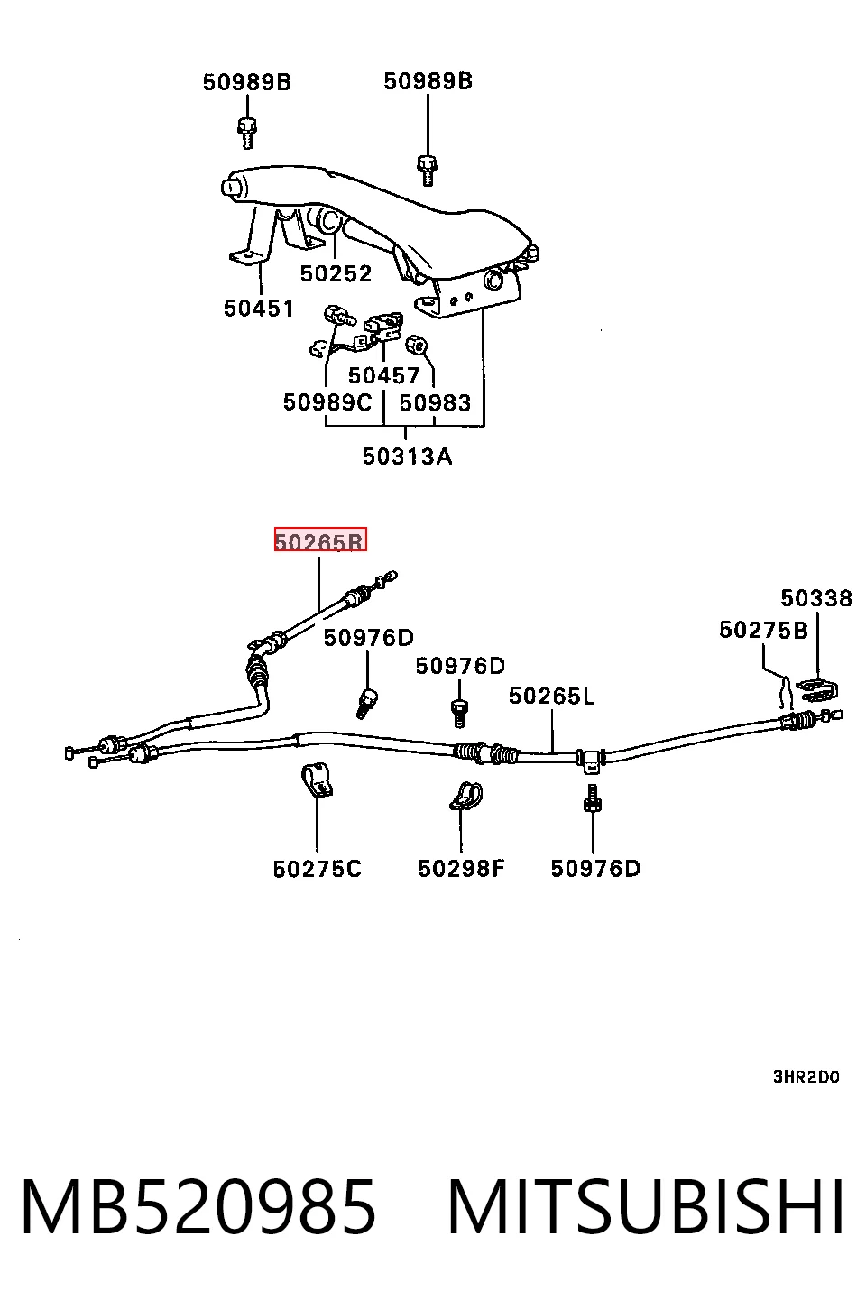 Cabo do freio de estacionamento traseiro direito Mitsubishi Galant VI E3A ao melhor preço