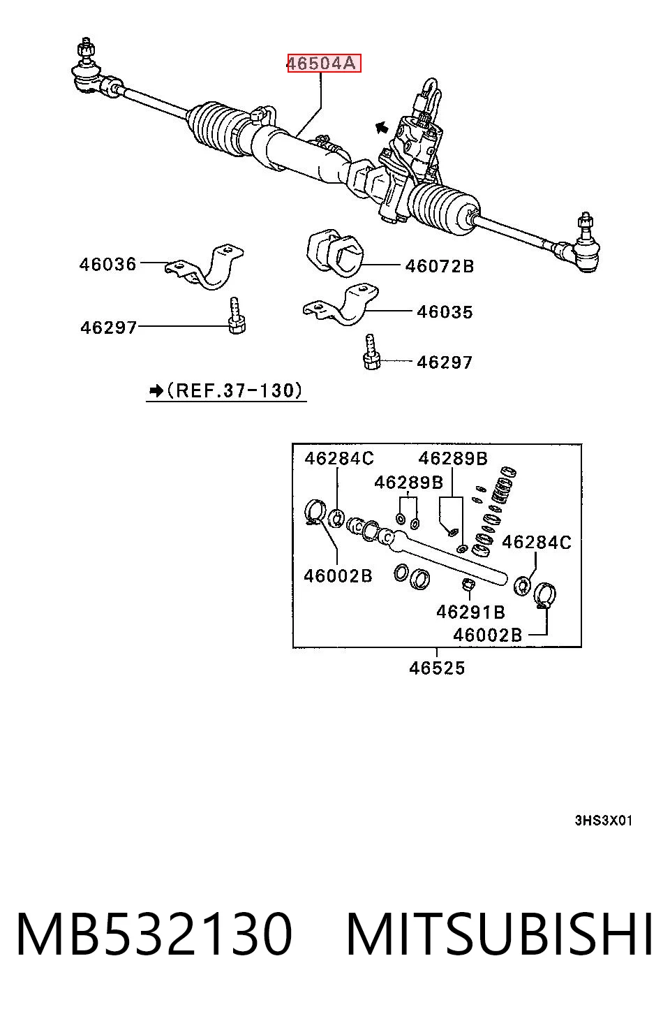 Cremalheira da direção para Mitsubishi Galant E3A