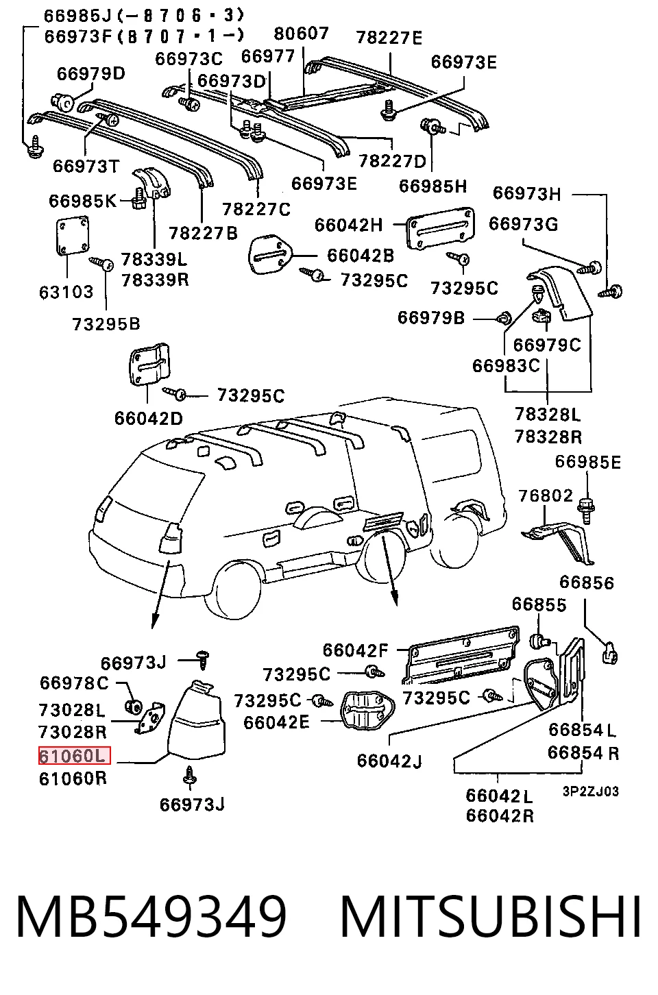 Pára-lama dianteiro esquerdo Mitsubishi L 300 P0W, P1W, P2W ao melhor preço
