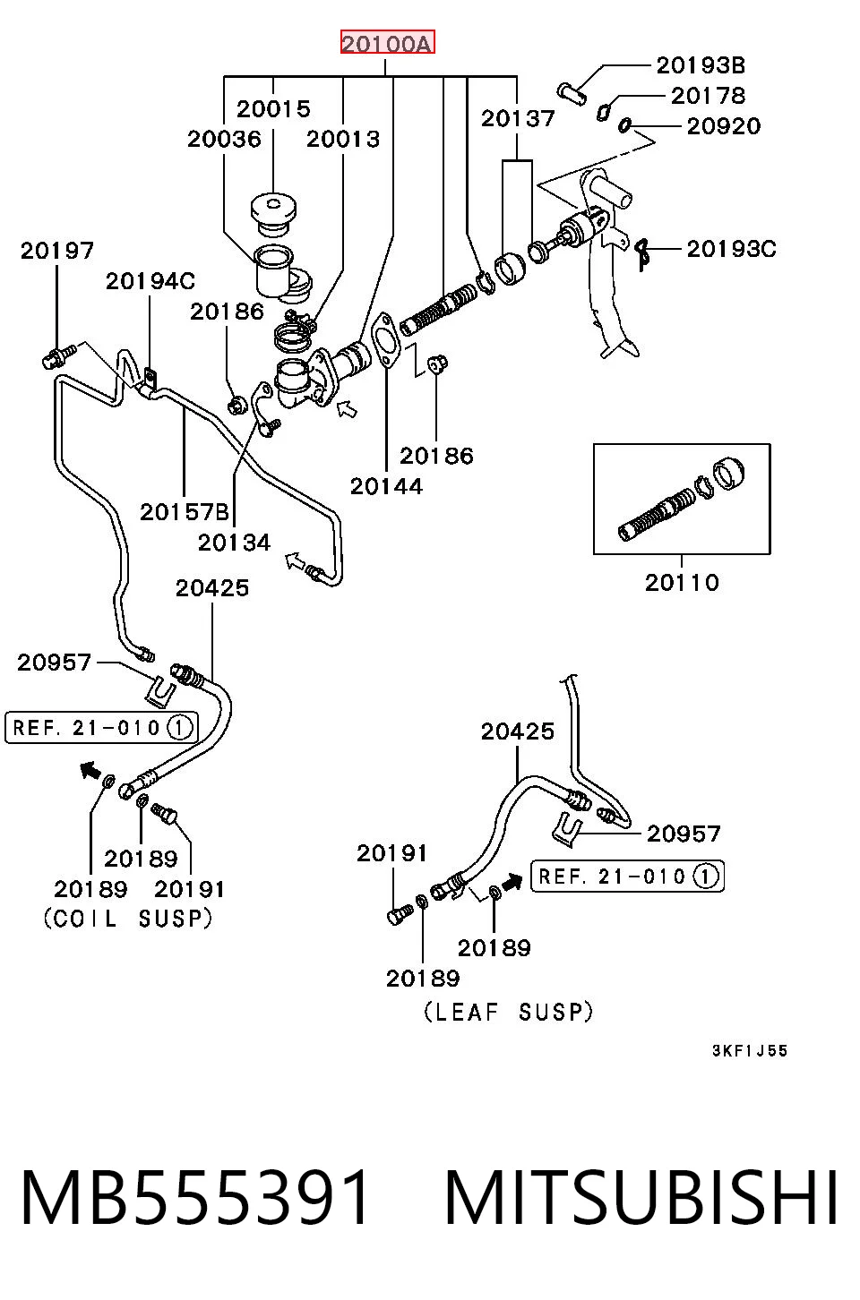 MB555391 Mitsubishi Cilindro mestre de embraiagem