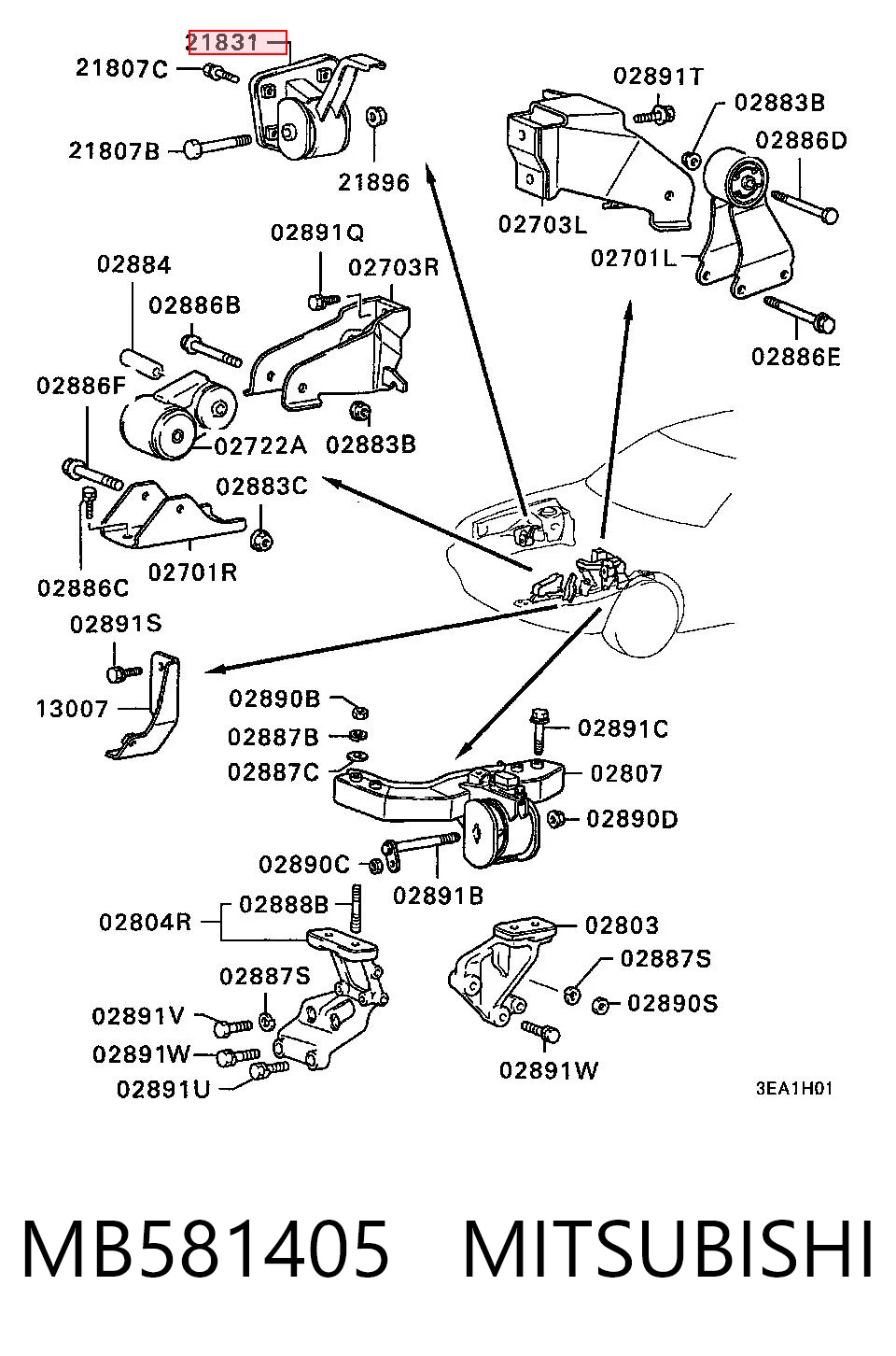 Coxim de transmissão (suporte da caixa de mudança) Mitsubishi Colt III C5A ao melhor preço