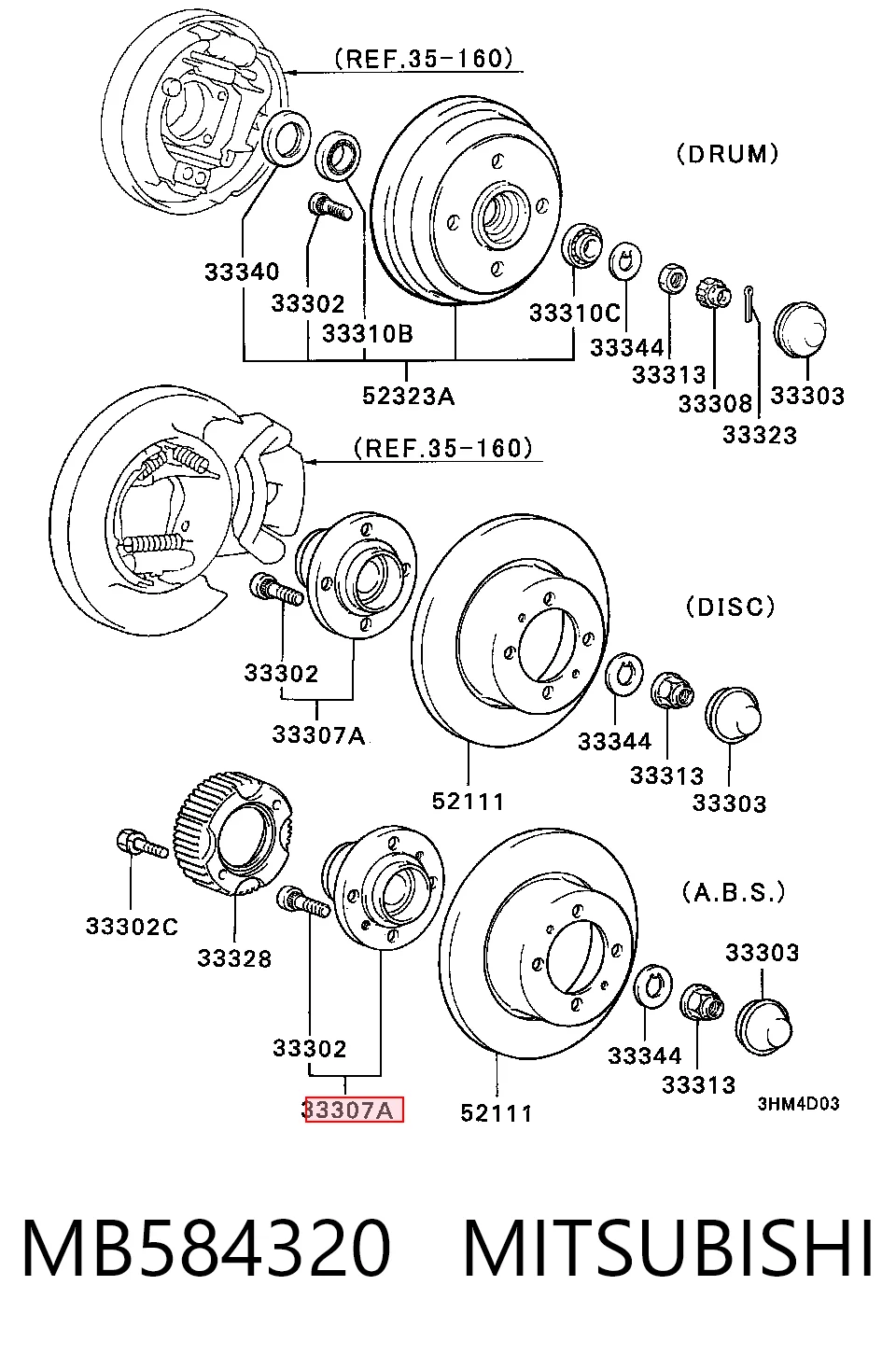 Cubo traseiro para Mitsubishi Galant VI E3A