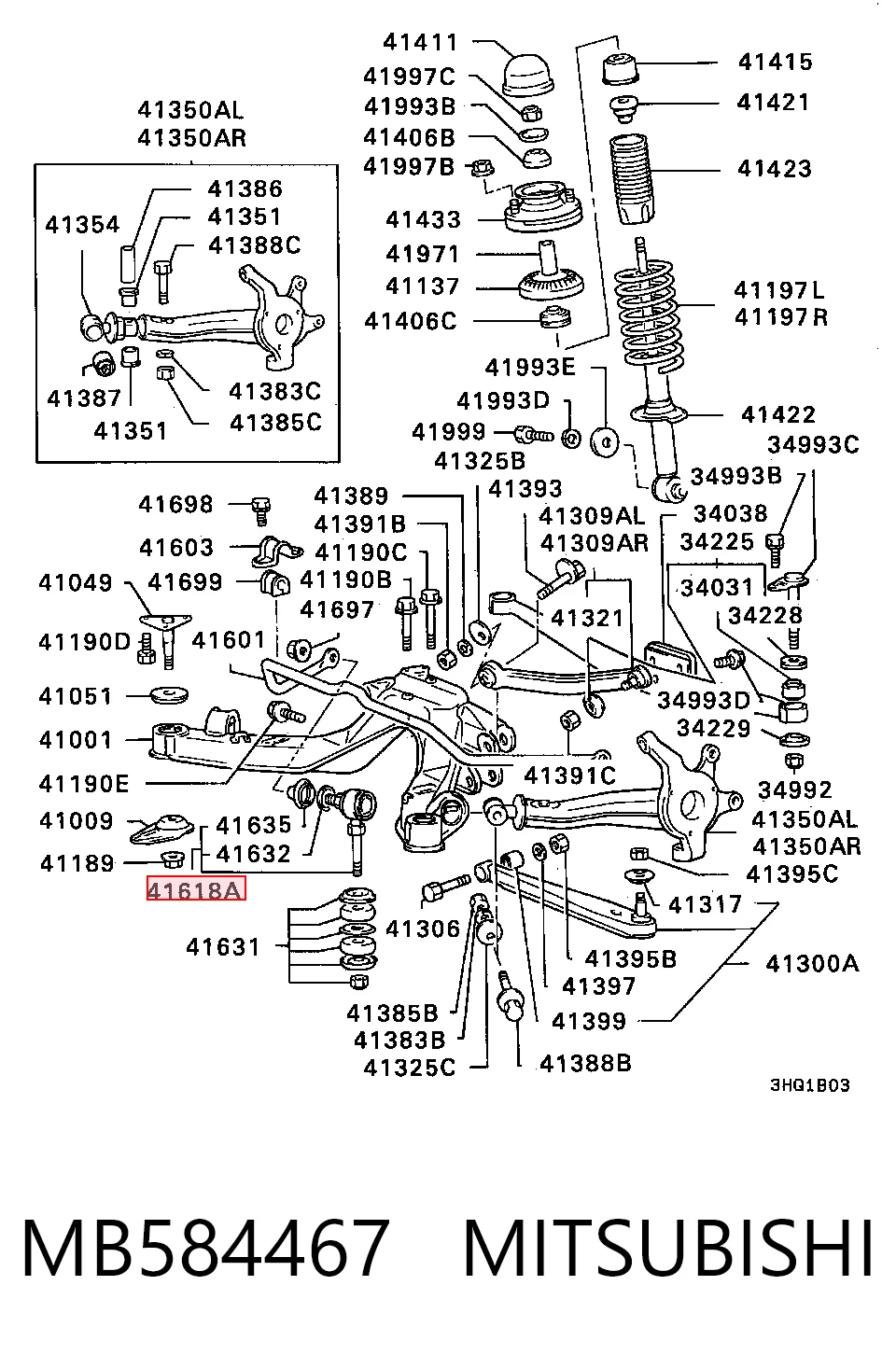  Montante de estabilizador traseiro Mitsubishi Eclipse I coupé (D22A, D27A) (1991 - 1995) I