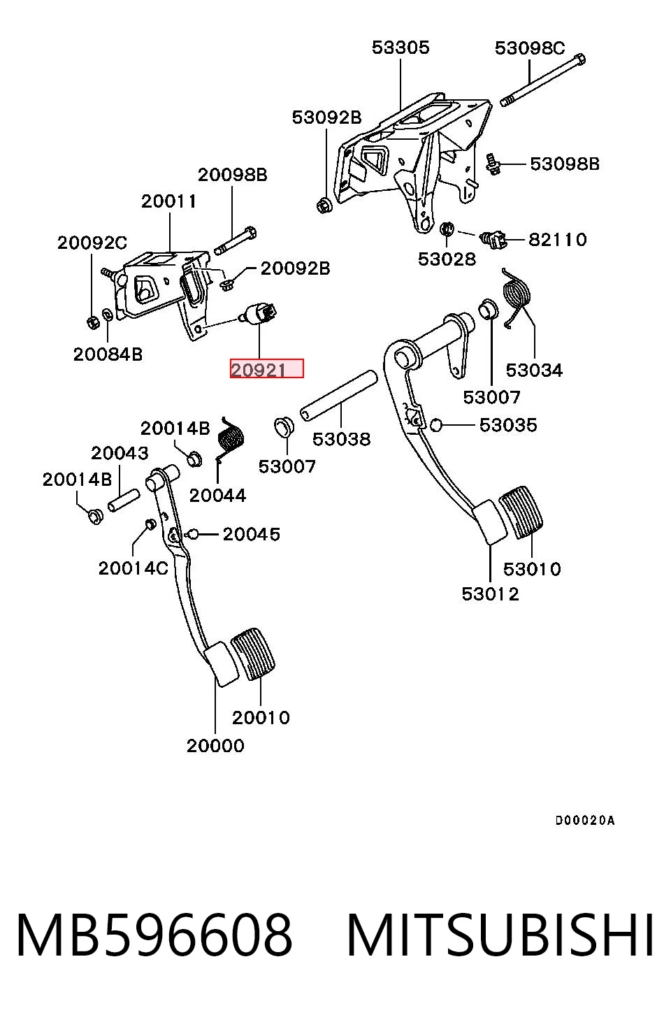 MB596608 Mitsubishi Sensor de ativação do sinal de parada