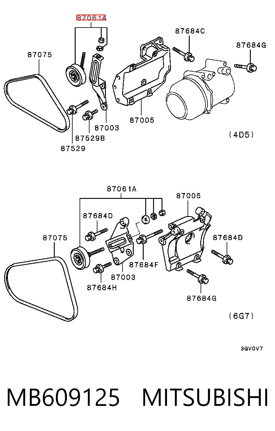 MB609125 Mitsubishi Rolo de reguladora de tensão da correia de transmissão