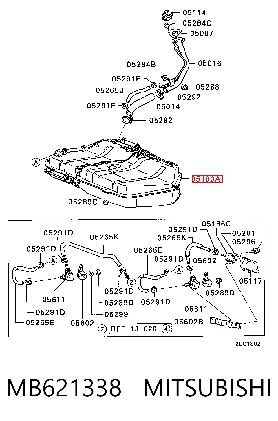 Tanque de combustível para Mitsubishi Lancer C6A, C7A
