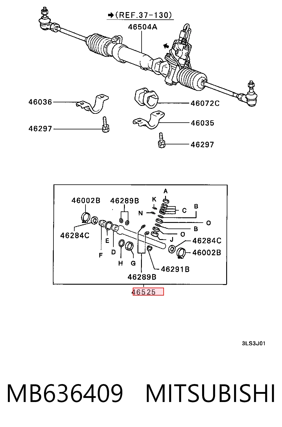 Kit de reparação da cremalheira da direção (do mecanismo), (kit de vedantes) Mitsubishi Galant VI E3A