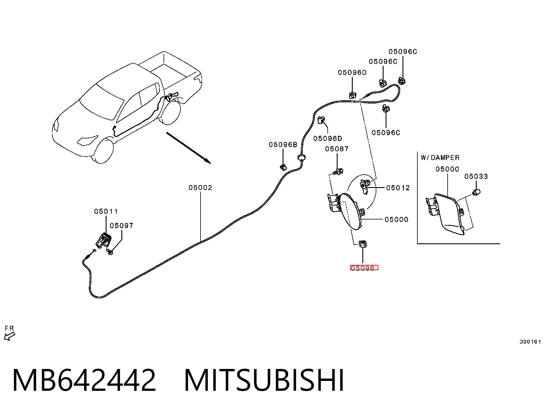 MB642442 Mitsubishi Fixador do alcapão do tanque de combustível