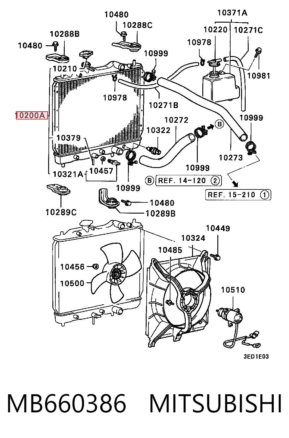 Radiador de esfriamento de motor para Mitsubishi Lancer IV C6A, C7A