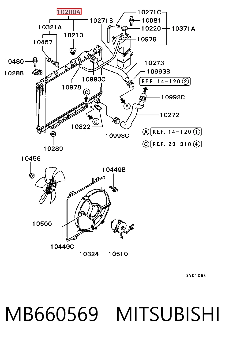 Radiador de esfriamento de motor Mitsubishi Lancer IV C6A, C7A