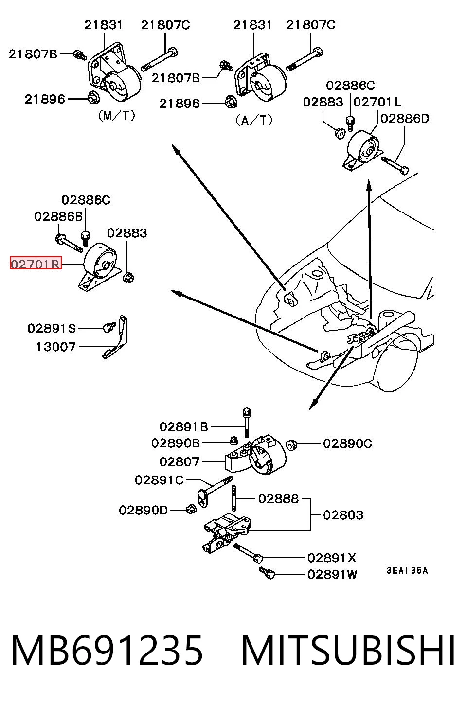 Coxim (suporte) dianteiro de motor Polcar S2252003