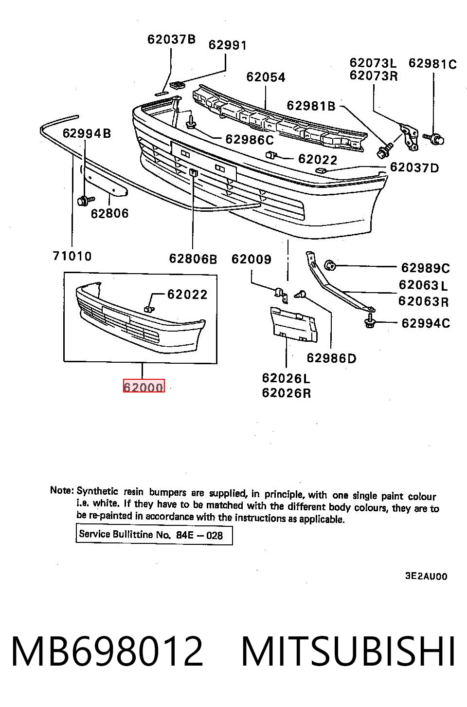 Pára-choque dianteiro para Mitsubishi Lancer C6A, C7A