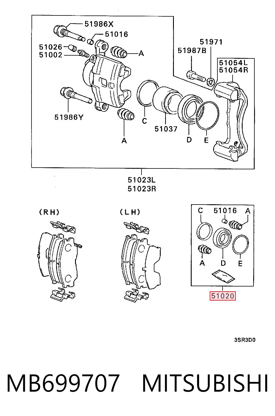 Compre MB699707 Hyundai/Kia Kit de reparação de suporte do freio dianteiro