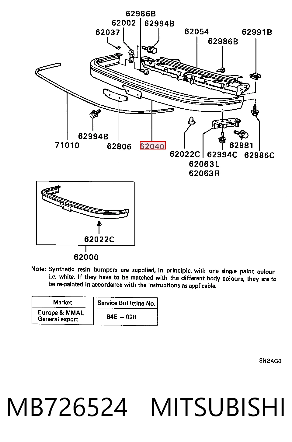 Pára-choque dianteiro para Mitsubishi Galant E3A