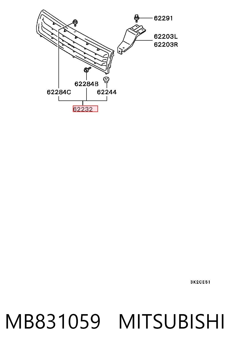 Grelha do radiador para Mitsubishi Pajero II Canvas Top V2W, V4W