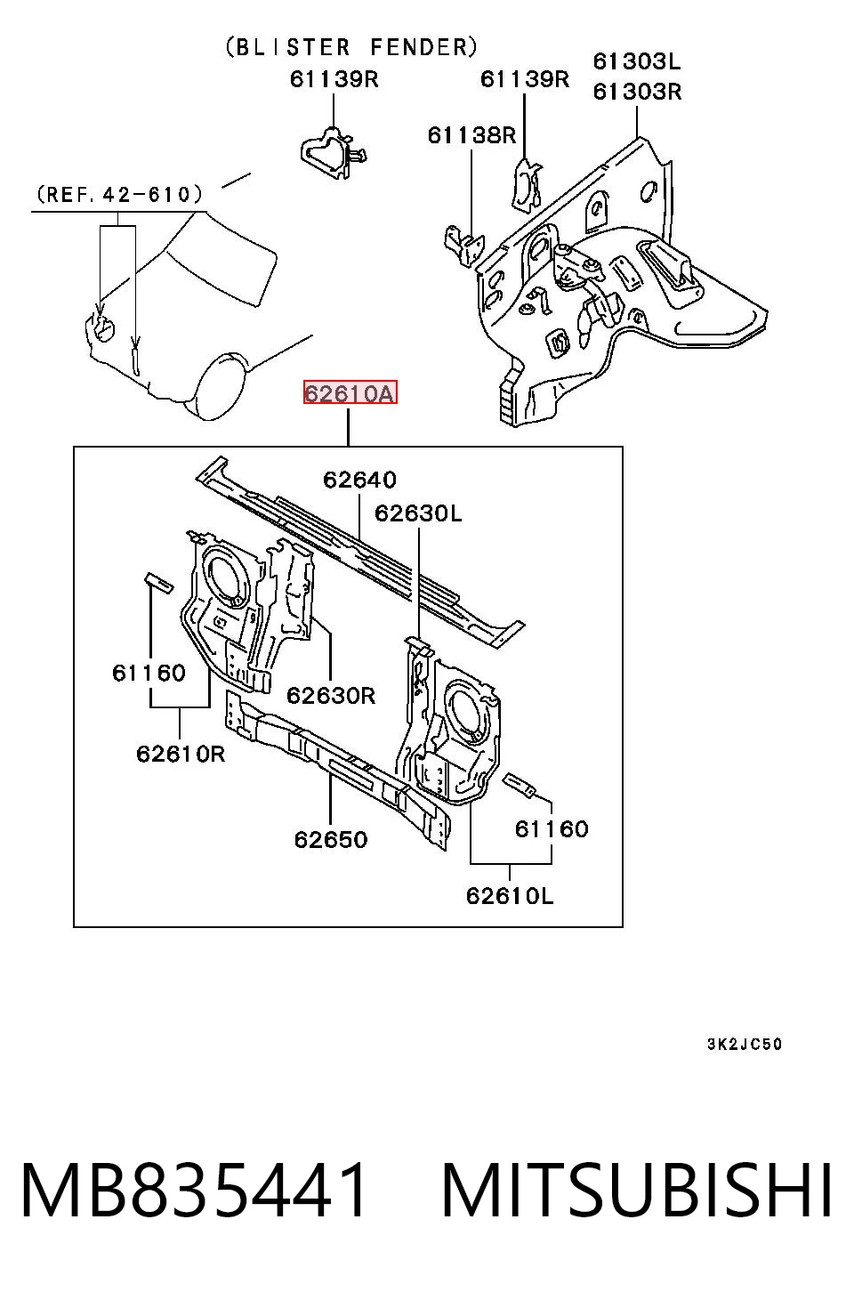 Suporte do radiador montado (painel de montagem de fixação das luzes) Mitsubishi Pajero II V2W, V4W ao melhor preço