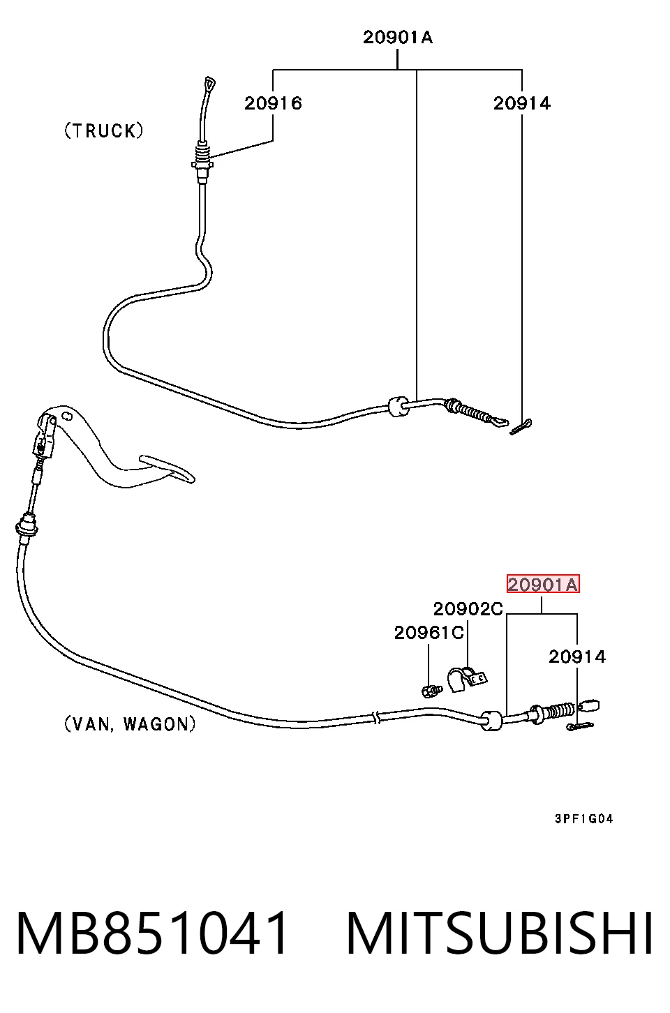 Cabo de embraiagem Mitsubishi L 300  P0W, P1W, P2W