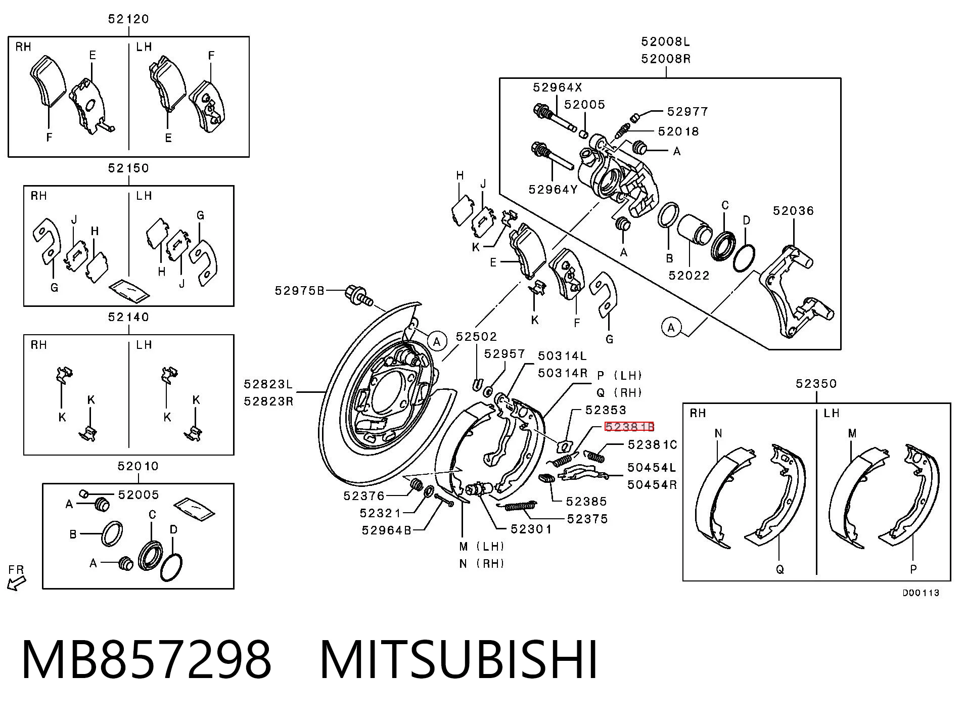 Kit de reparação do freio de estacionamento Mitsubishi Lancer CY_A, CZ_A ao melhor preço