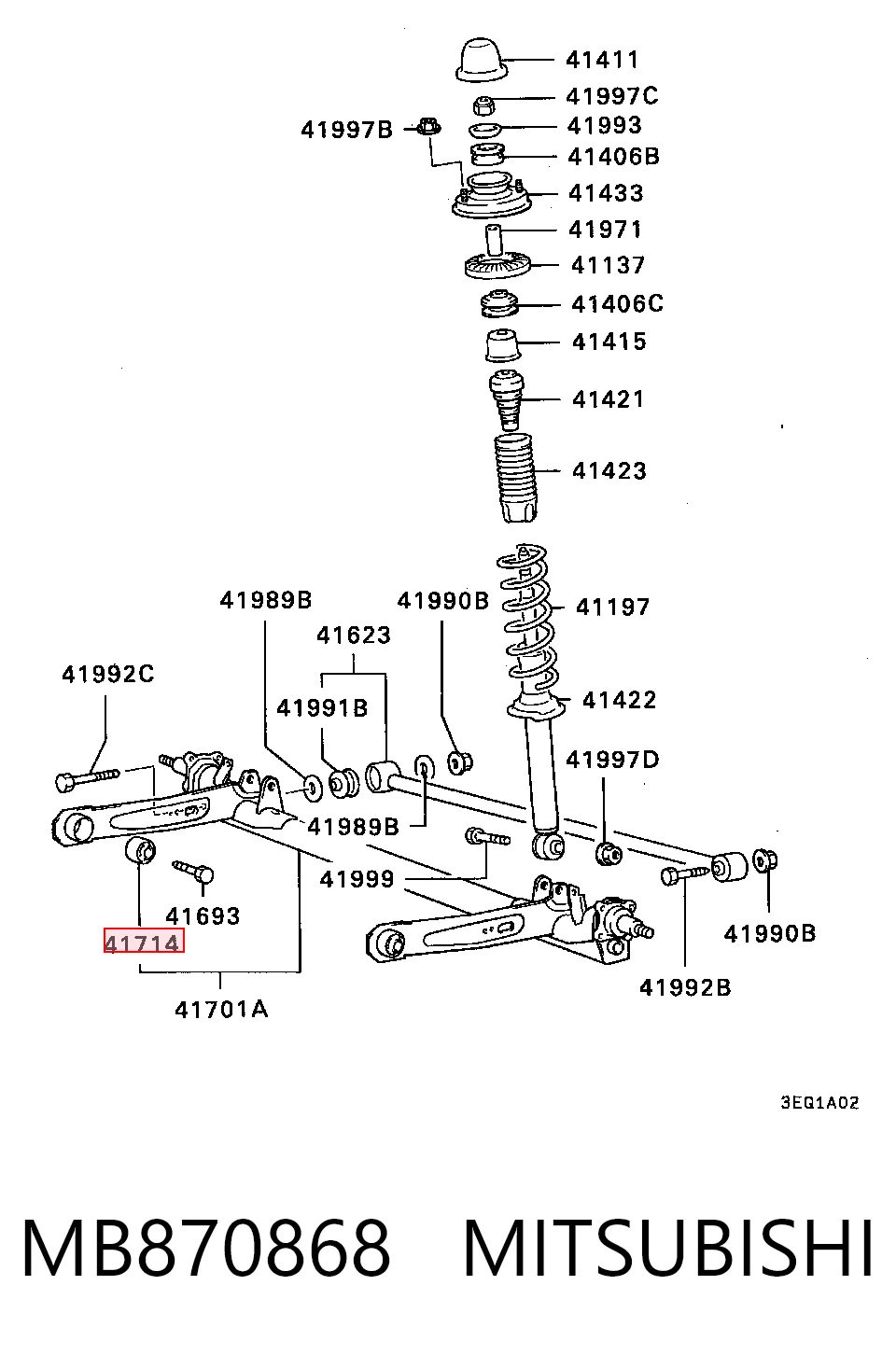 Bloco silencioso de viga traseira (de plataforma veicular) para Mitsubishi Lancer C6A, C7A