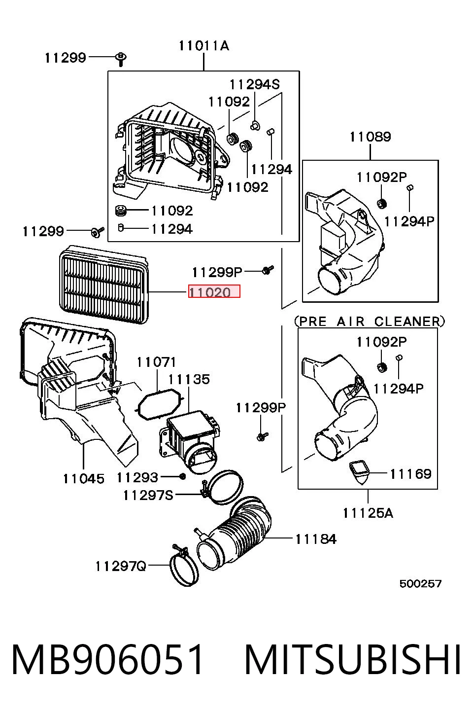 MB906051 Mitsubishi Filtro de ar