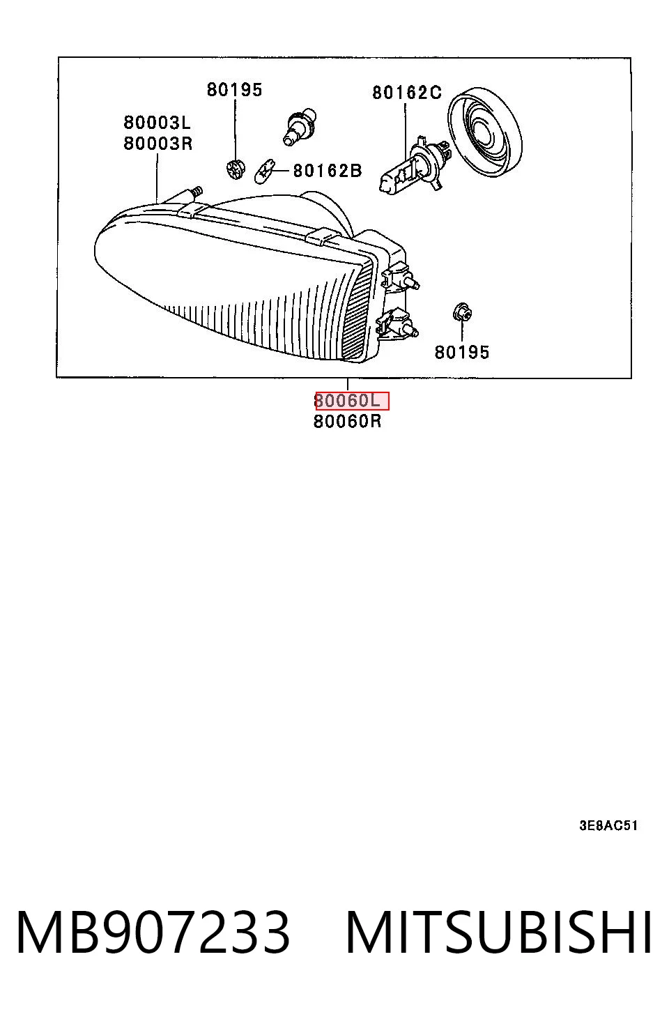 Luz esquerda para Mitsubishi Colt IV CAA