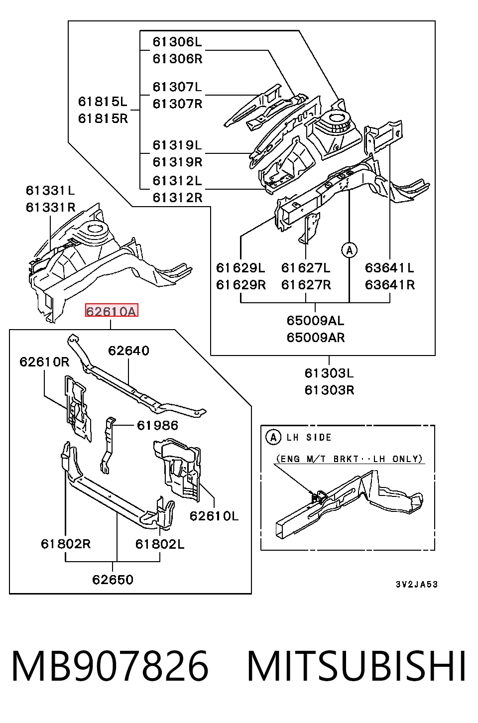 Suporte do radiador montado (painel de montagem de fixação das luzes) para Mitsubishi Lancer CB, CD, CE