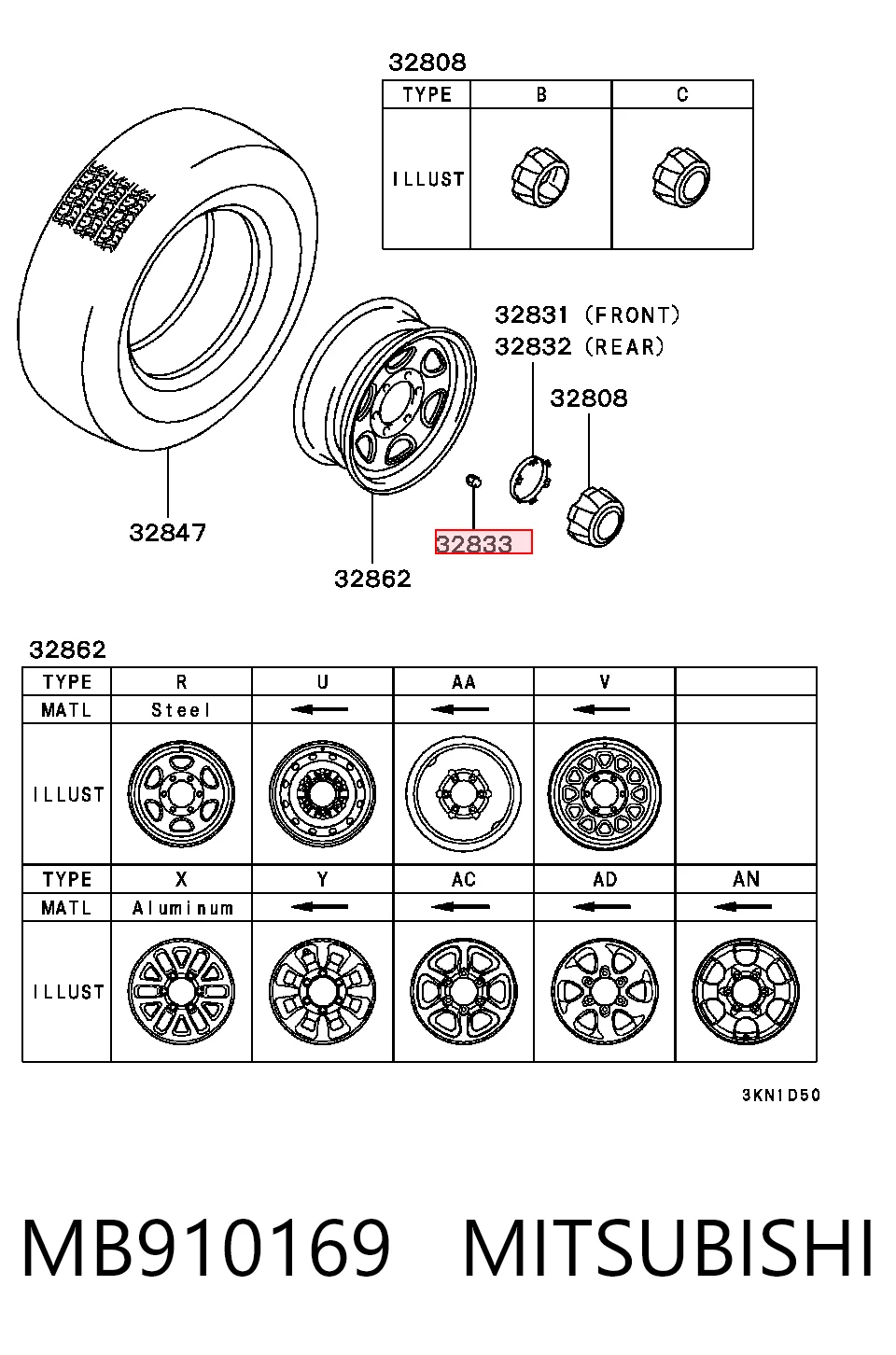 Porca de roda para Mitsubishi Lancer V CBW,CDW