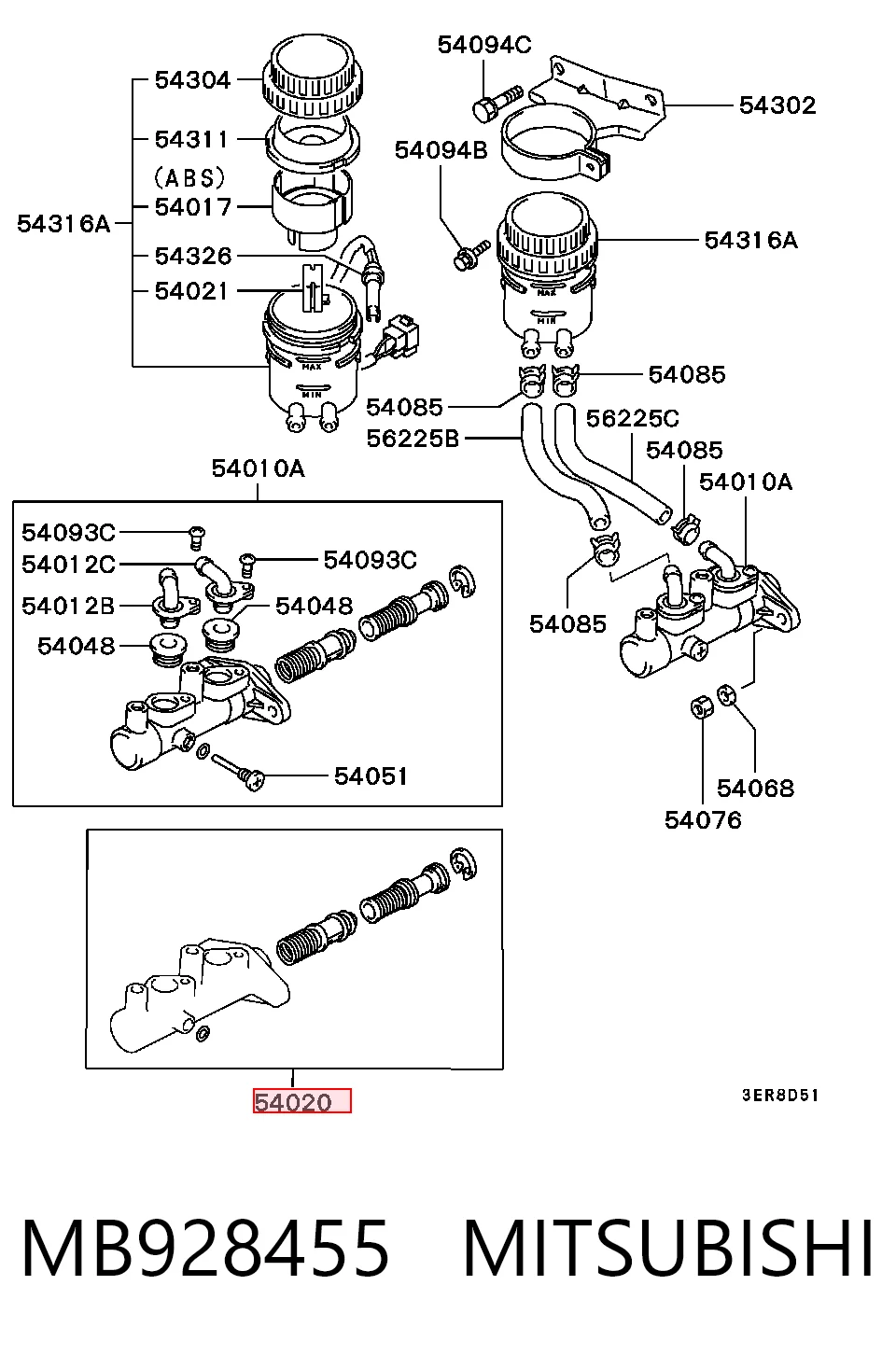 Kit de reparação de cilindro mestre do freio para Mitsubishi Colt IV CAA