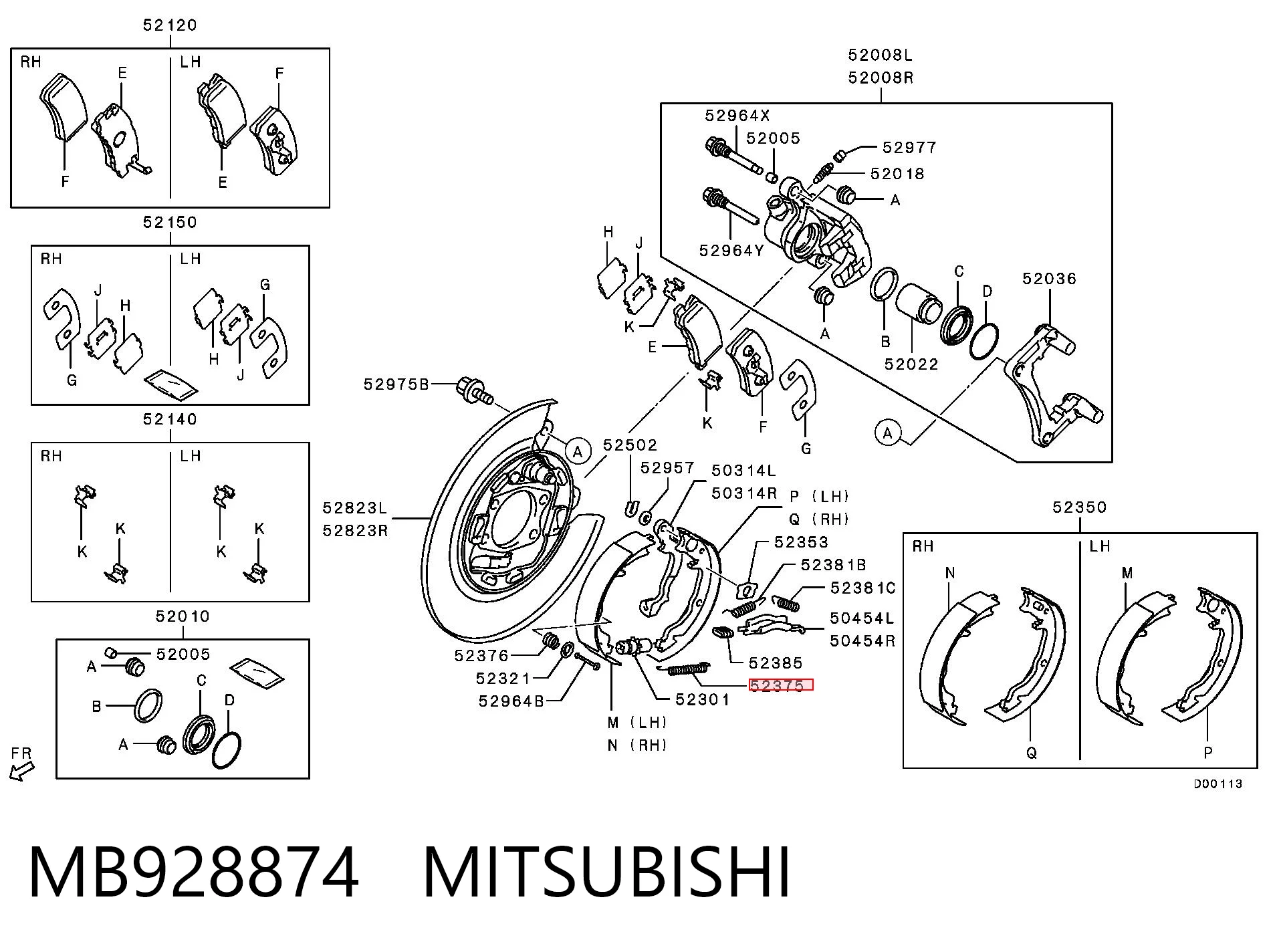 Kit de reparação do freio de estacionamento Mitsubishi Lancer CX_A ao melhor preço