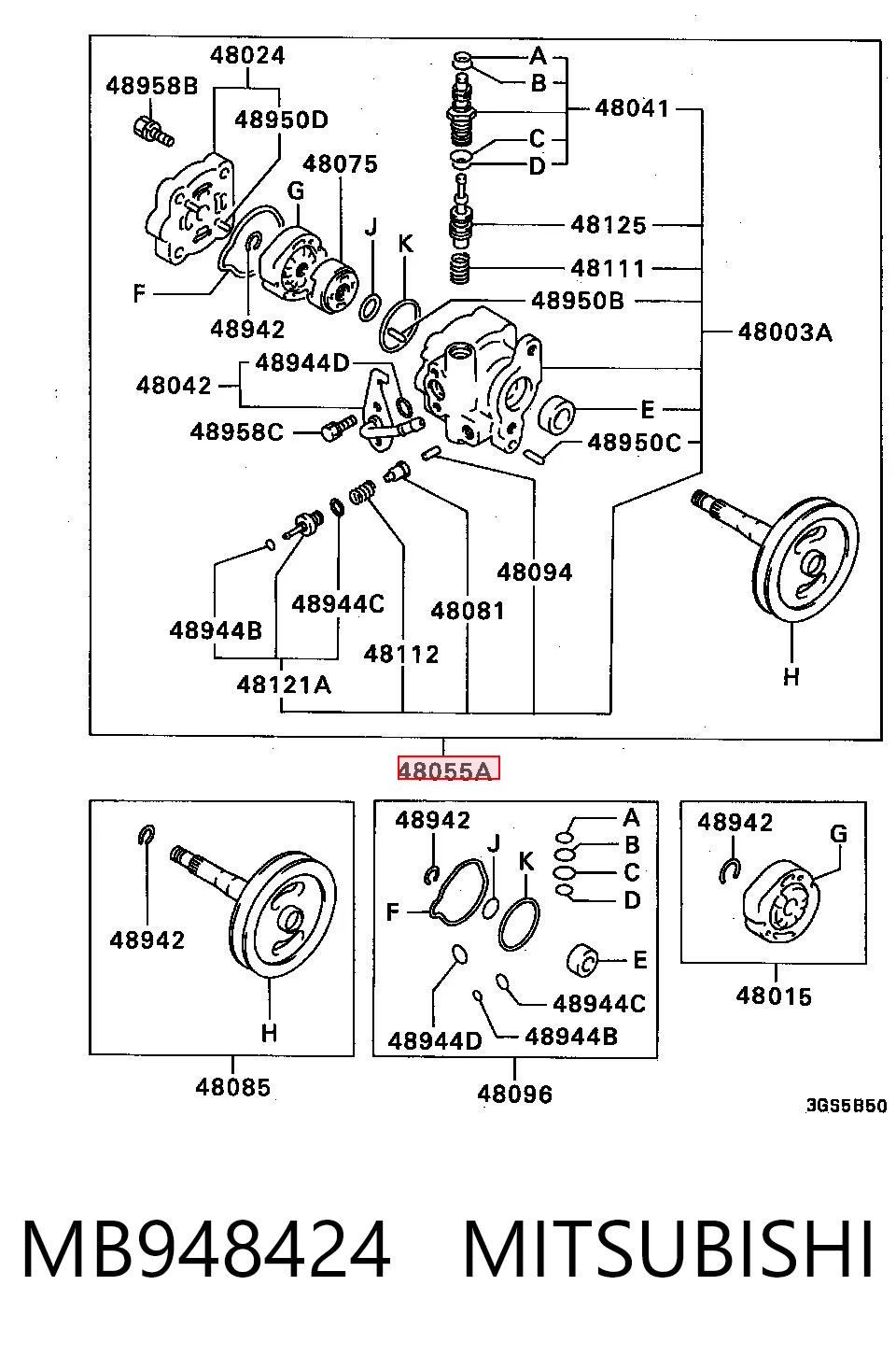 Bomba da Direção hidrâulica assistida Mitsubishi Galant VII E5A, E7A, E8A