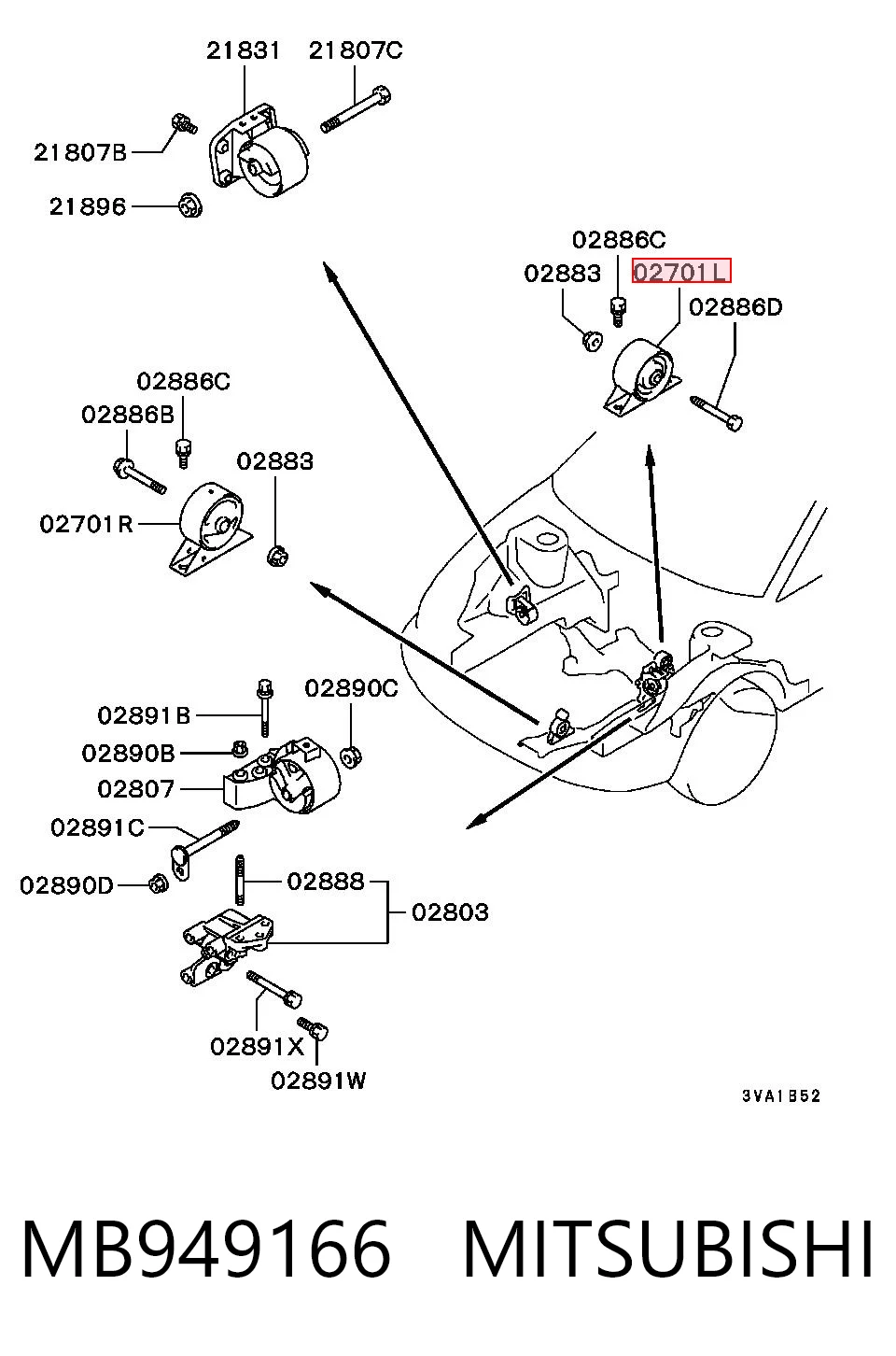 Coxim (suporte) traseiro de motor Mitsubishi Lancer V CBW,CDW ao melhor preço