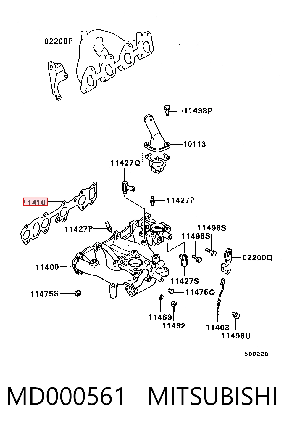 Vedante de tubo coletor de admissão para Mitsubishi L 300  L03P