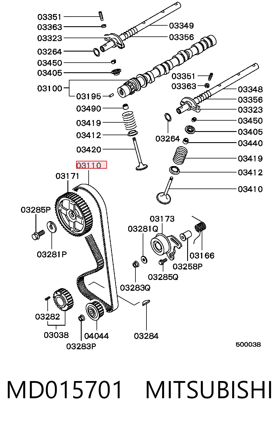  Correia do mecanismo de distribuição de gás Mitsubishi Galant V sedan (E1A) (1984 - 1987) V